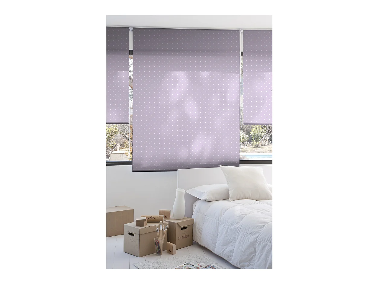ESTORALIS | Estores Personalizados TEXTURAS | 150 x 180 cm (Ancho por Alto) Tamaño de Tela 147 x 175 cm | Modelo MOTAS-2 Color Malva