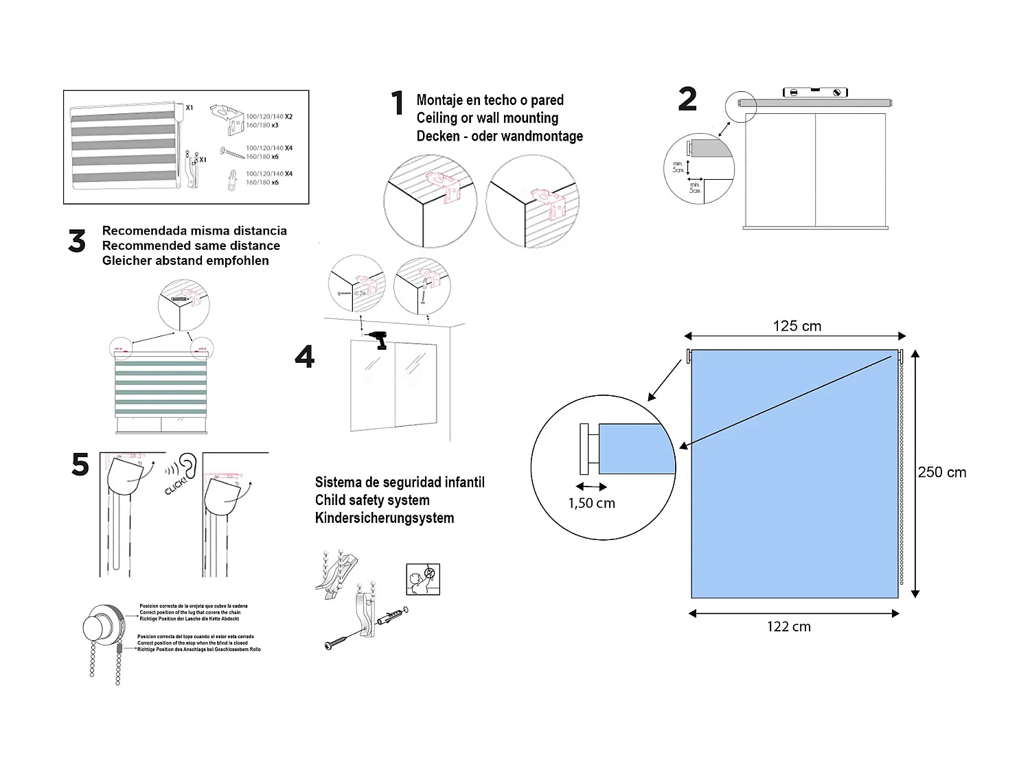 ESTORALIS | Estor Enrollable NOCHE y DIA | 125 x 255 cm (Ancho por Alto) Tamaño de Tela 122 x 250 cm | Modelo SANSA Color Marron