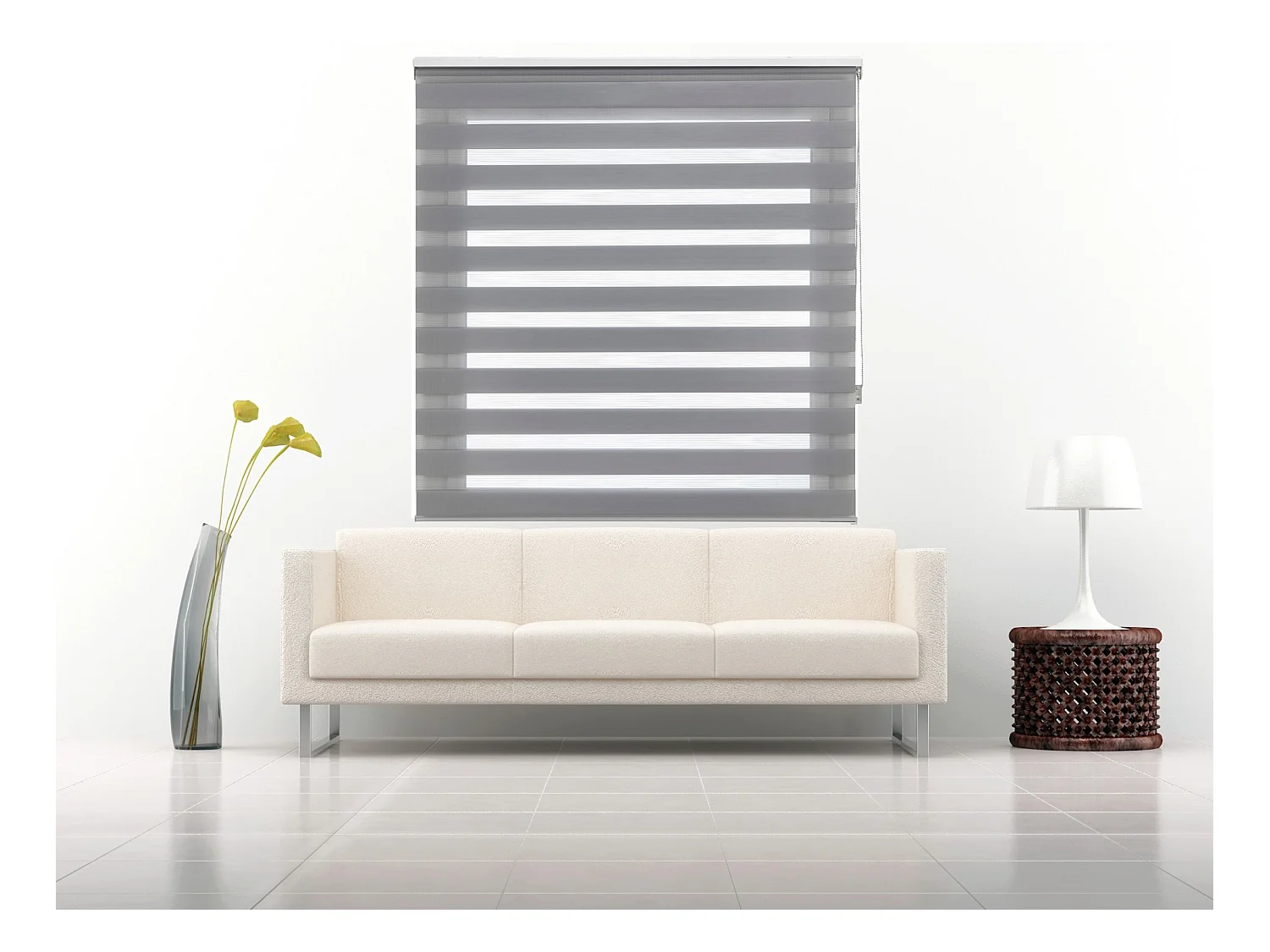 ESTORALIS | Estor Enrollable NOCHE y DIA | 125 x 180 cm (Ancho por Alto) Tamaño de Tela 122 x 175 cm | Modelo SHAE Color Gris
