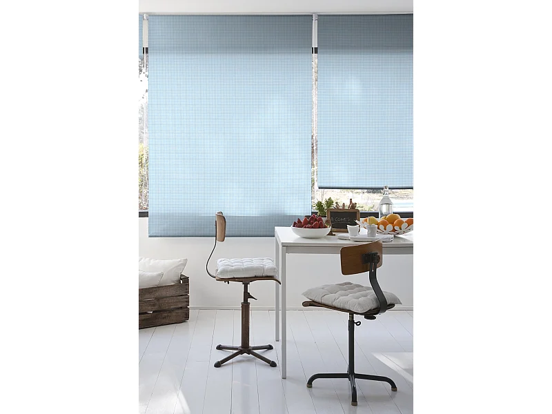 ESTORALIS | Estores Personalizados Easyfix de COCINA | 80 x 150 cm (Ancho por Alto) Tamaño de Tela 77 x 150 cm | Modelo VICHY-1 Color Azul