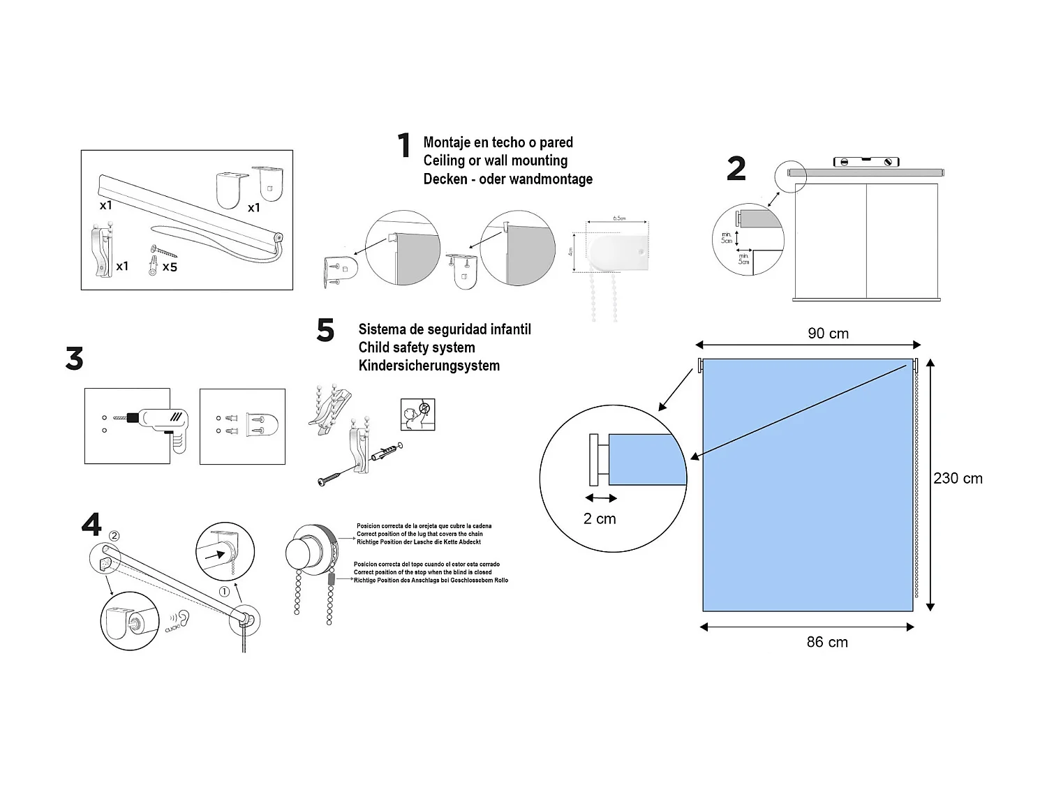 ESTORALIS | Estores Enrollables Lisos Translucidos | 90 x 235 cm (Ancho por Alto) Tamaño de Tela 87 x 230 cm | Modelo GOVE Color Violeta