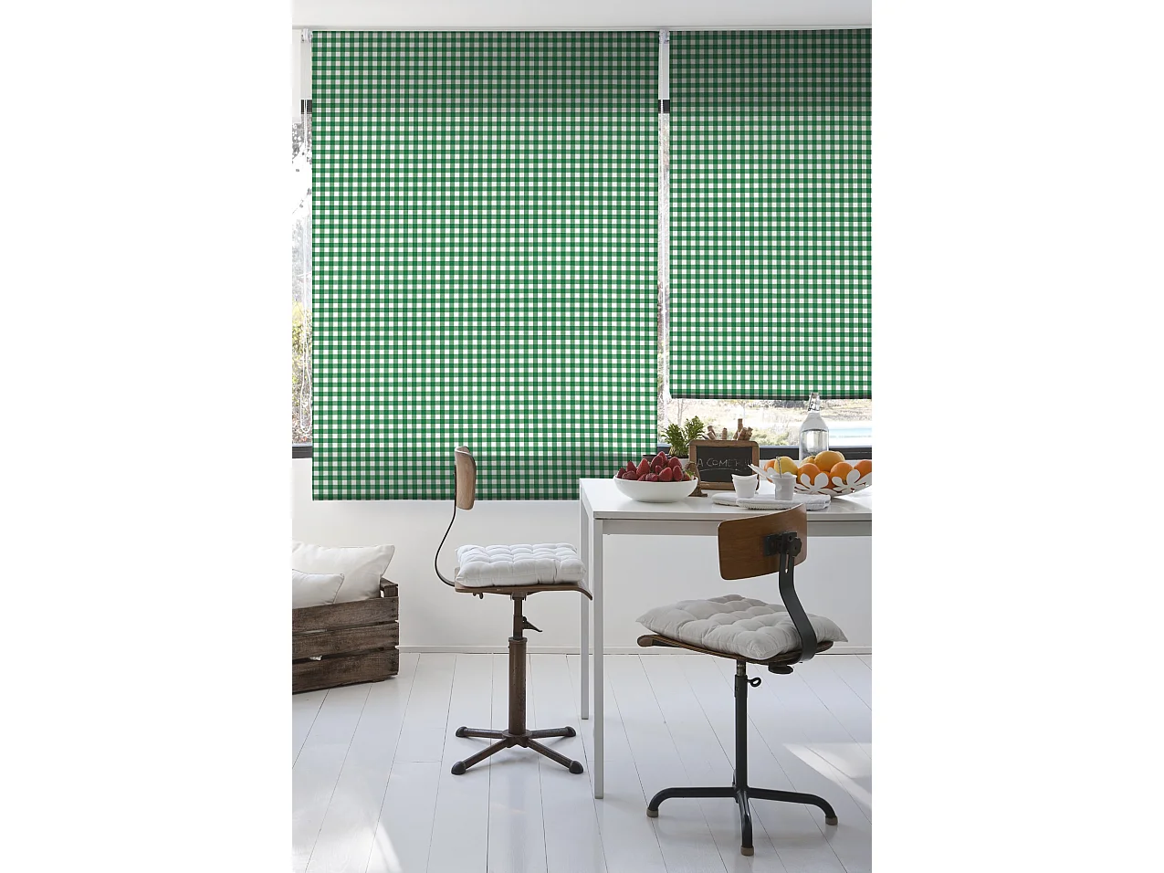 ESTORALIS | Estores Personalizados de COCINA | 100 x 180 cm (Ancho por Alto) Tamaño de Tela 97 x 175 cm | Modelo Vichy-2 Color Verde