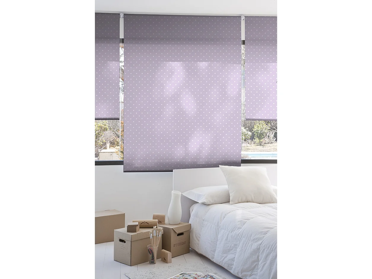 ESTORALIS | Estores Personalizados Easyfix TEXTURAS | 90 x 150 cm (Ancho por Alto) Tamaño de Tela 87 x 150 cm | Modelo Motas-2 Color Malva