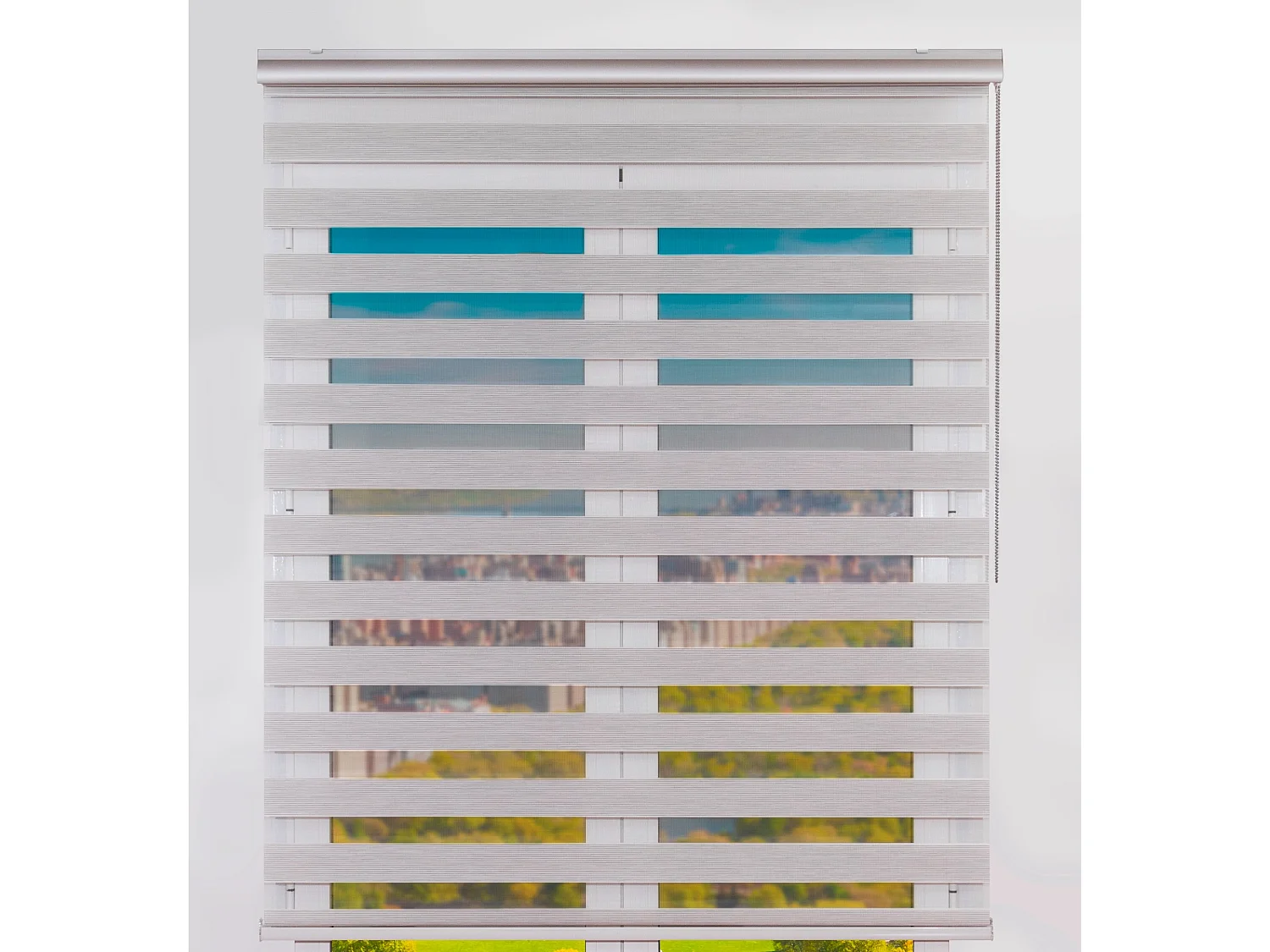 ESTORALIS | Estor Enrollable NOCHE y DIA | 100 x 255 cm (Ancho por Alto) Tamaño de Tela 97 x 250 cm | Modelo MARGAERY Color Blanco