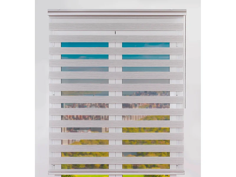 ESTORALIS | Estor Enrollable NOCHE y DIA | 100 x 255 cm (Ancho por Alto) Tamaño de Tela 97 x 250 cm | Modelo MARGAERY Color Blanco