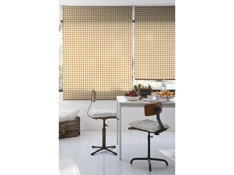 ESTORALIS | Estores Personalizados de COCINA | 90 x 180 cm (Ancho por Alto) Tamaño de Tela 87 x 175 cm | Modelo Vichy-2 Color Naranja