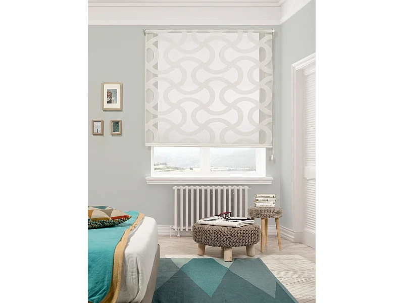 ESTORALIS | Estor Enrollable Translúcido de Visillo | 130 x 255 cm (Ancho por Alto) Tamaño de Tela 127 x 250 cm | Modelo BRONN Color Blanco