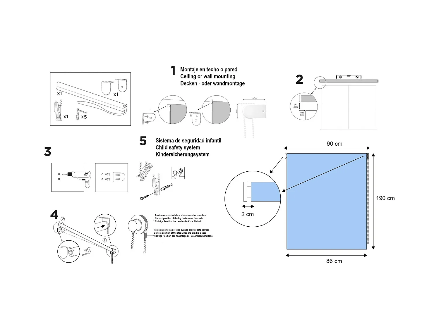 ESTORALIS | Estores Enrollables Translucidos  | 90 x 195 cm (Ancho por Alto) Tamaño de Tela 87 x 190 cm | Modelo ROBERT Color Gris