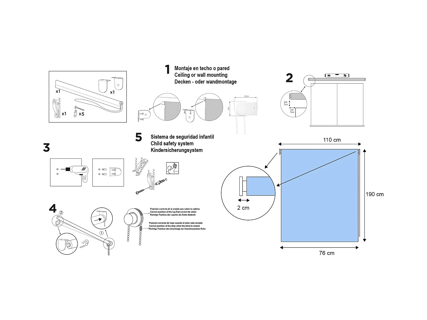 ESTORALIS | Estores Enrollables Translucidos  | 110 x 195 cm (Ancho por Alto) Tamaño de Tela 107 x 190 cm | Modelo ROBERT Color Blanco