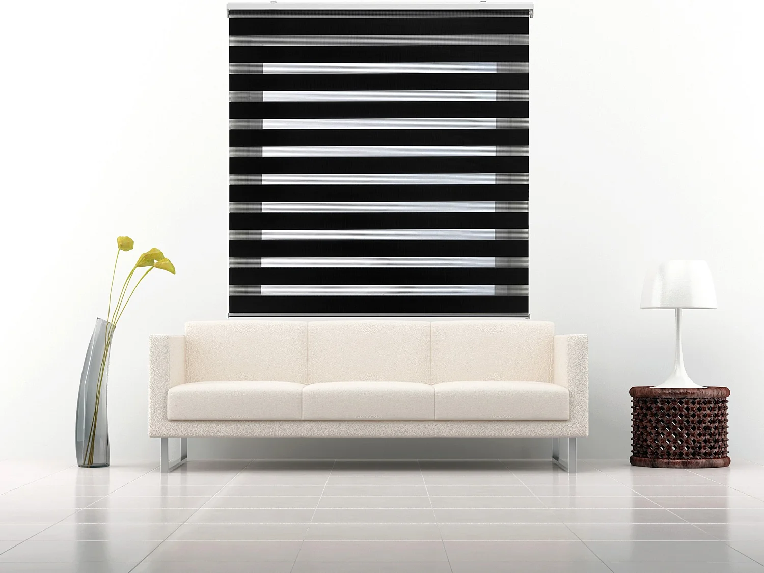 ESTORALIS | Estor Enrollable NOCHE y DIA | 145 x 180 cm (Ancho por Alto) Tamaño de Tela 142 x 175 cm | Modelo SHAE Color Negro