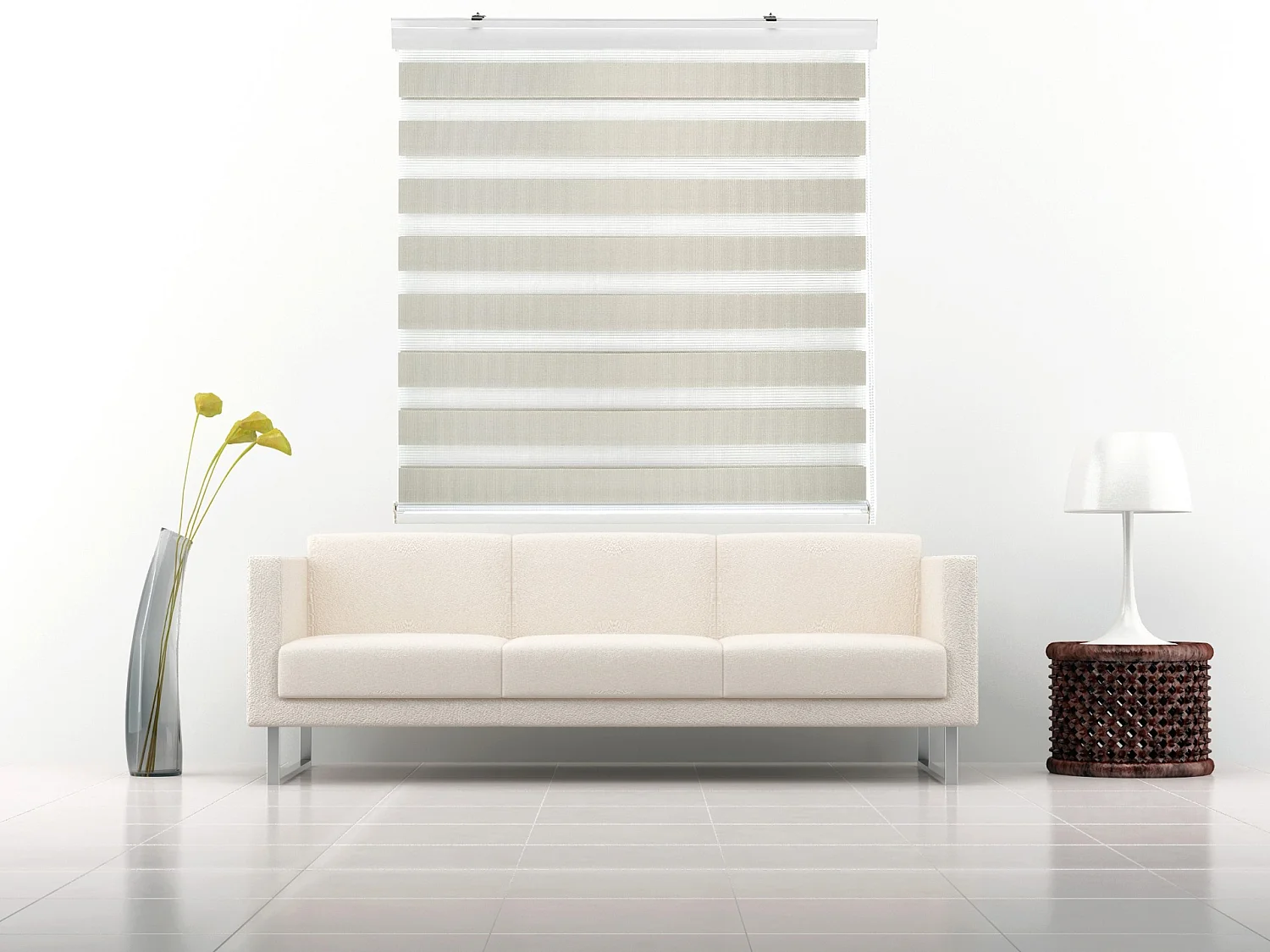 ESTORALIS | Estor Enrollable NOCHE y DIA | 170 x 255 cm (Ancho por Alto) Tamaño de Tela 167 x 250 cm | Modelo SANSA Color Beige