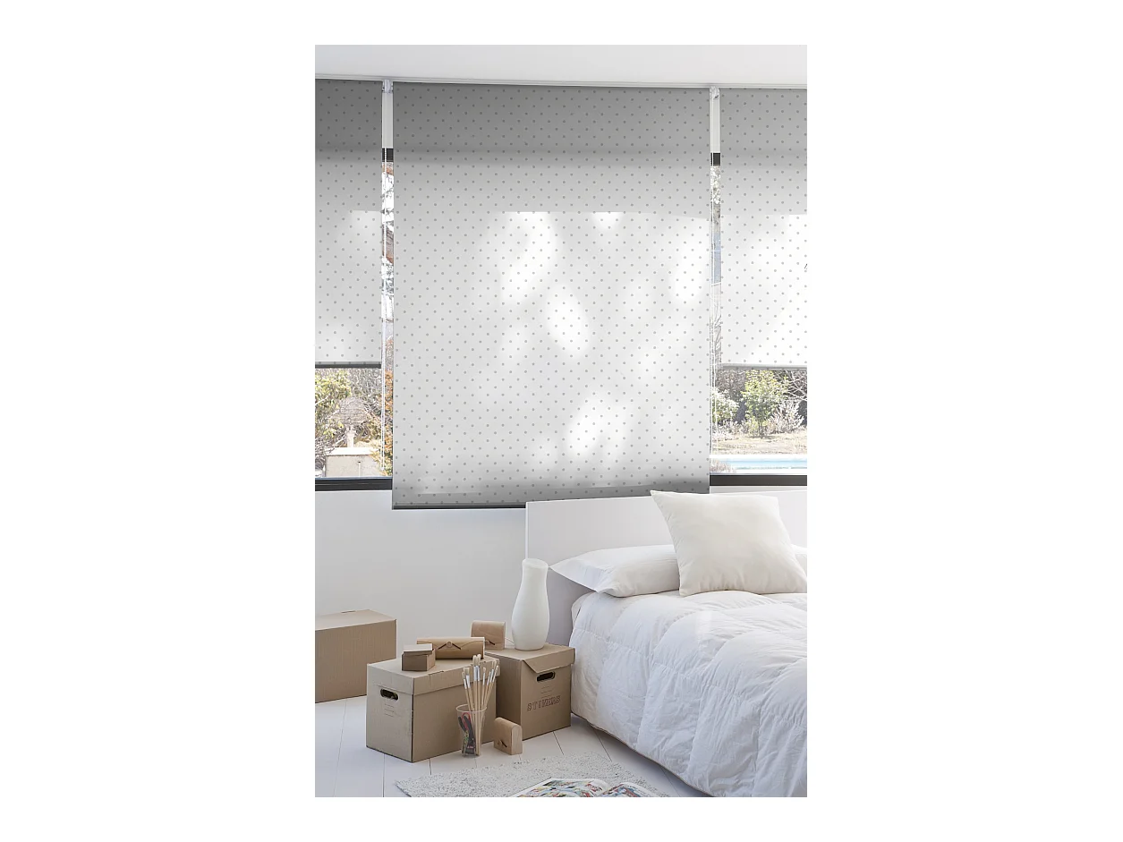 ESTORALIS | Estores Personalizados Easyfix TEXTURAS | 60 x 150 cm (Ancho por Alto) Tamaño de Tela 57 x 150 cm | Modelo Motas-1 Color Beige