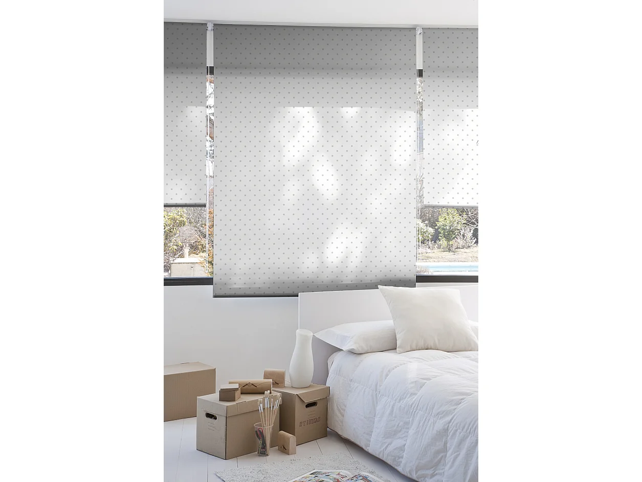 ESTORALIS | Estores Personalizados Easyfix TEXTURAS | 60 x 150 cm (Ancho por Alto) Tamaño de Tela 57 x 150 cm | Modelo Motas-1 Color Beige