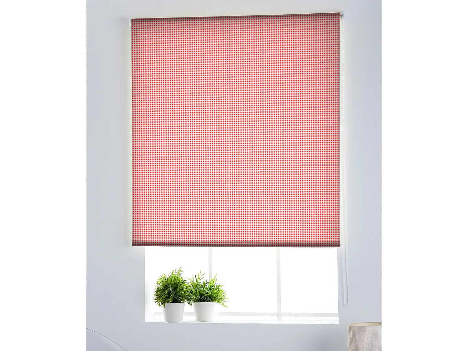 ESTORALIS | Estores Personalizados Easyfix de COCINA | 50 x 150 cm (Ancho por Alto) Tamaño de Tela 47 x 150 cm | Modelo VICHY-1 Color Rojo