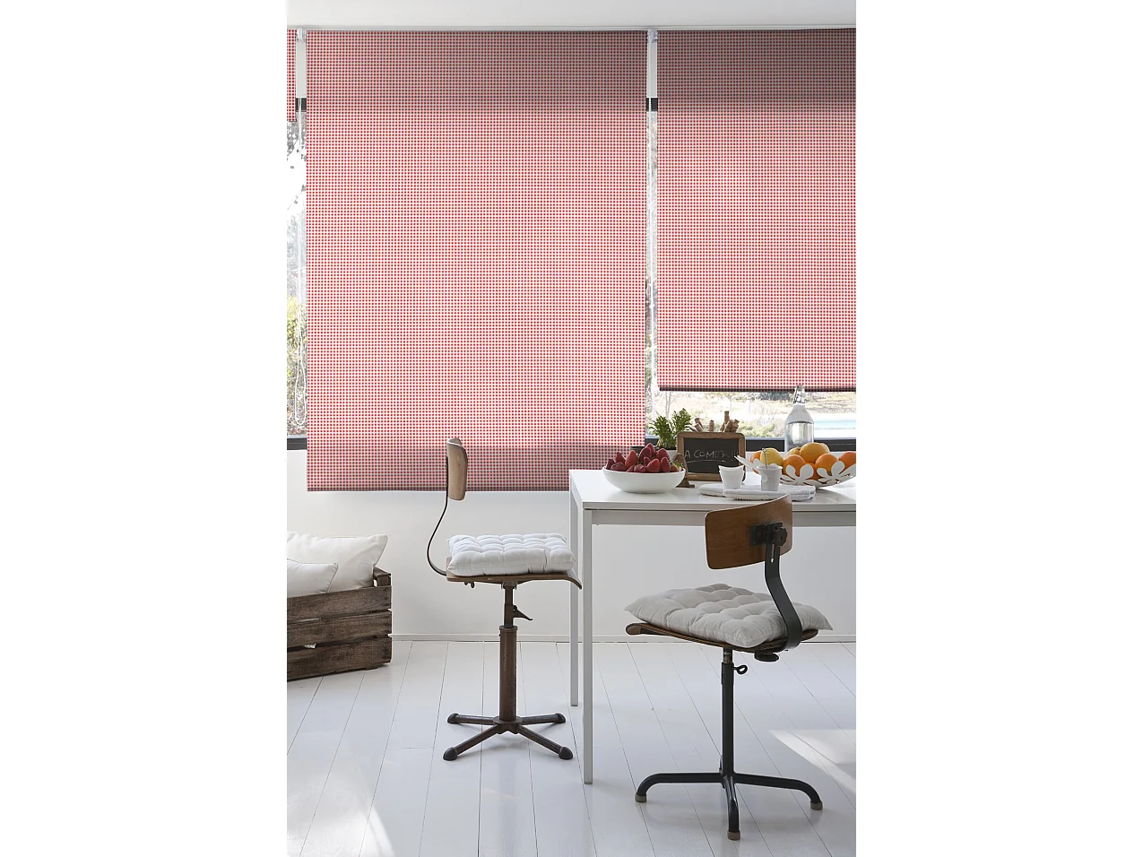 ESTORALIS | Estores Personalizados de COCINA | 150 x 180 cm (Ancho por Alto) Tamaño de Tela 147 x 175 cm | Modelo Vichy-1 Color Rojo