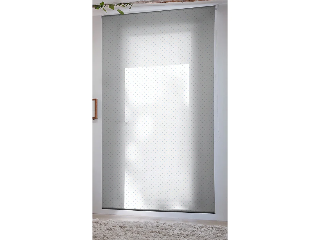 ESTORALIS | Estores Personalizados TEXTURAS | 150 x 180 cm (Ancho por Alto) Tamaño de Tela 147 x 175 cm | Modelo MOTAS-1 Color Azul