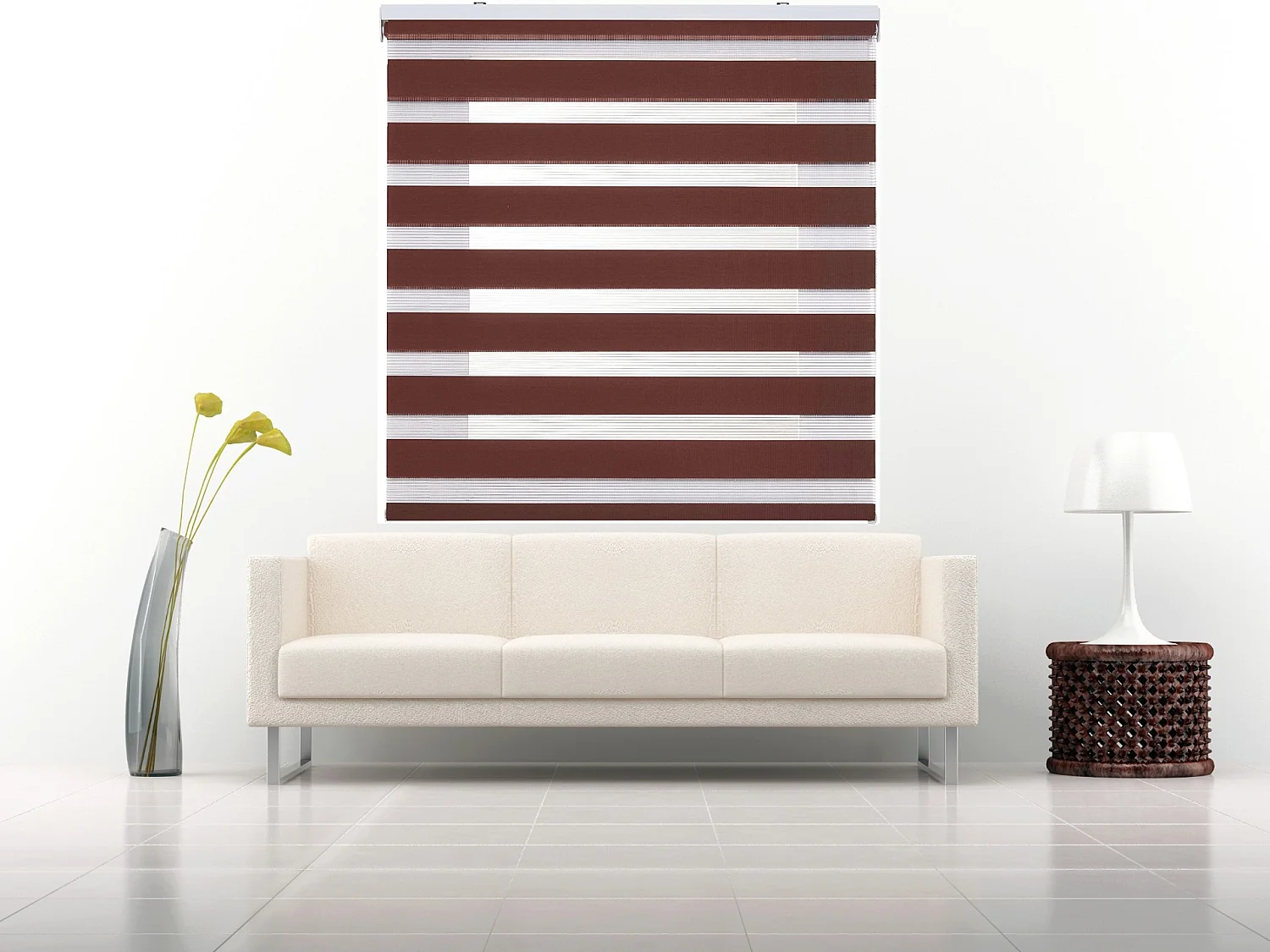 ESTORALIS | Estor Enrollable NOCHE y DIA | 125 x 180 cm (Ancho por Alto) Tamaño de Tela 122 x 175 cm | Modelo SHAE Color Marron