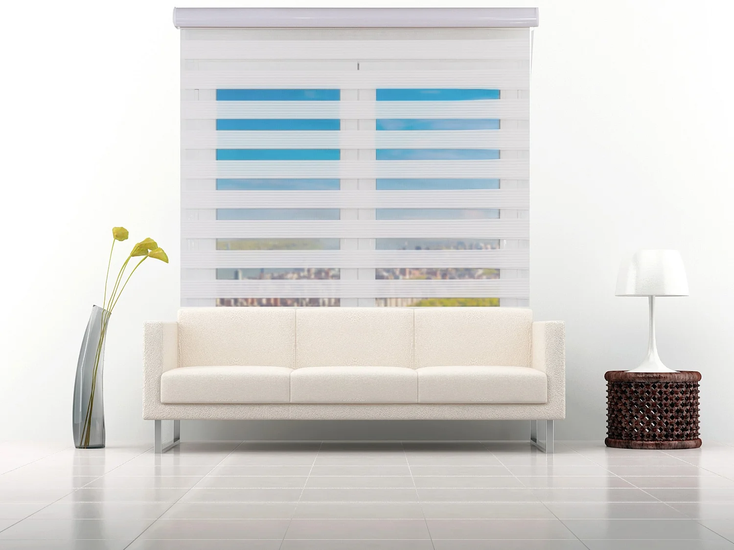 ESTORALIS | Estor Enrollable NOCHE y DIA | 100 x 255 cm (Ancho por Alto) Tamaño de Tela 97 x 250 cm | Modelo SAMWELL Color Blanco