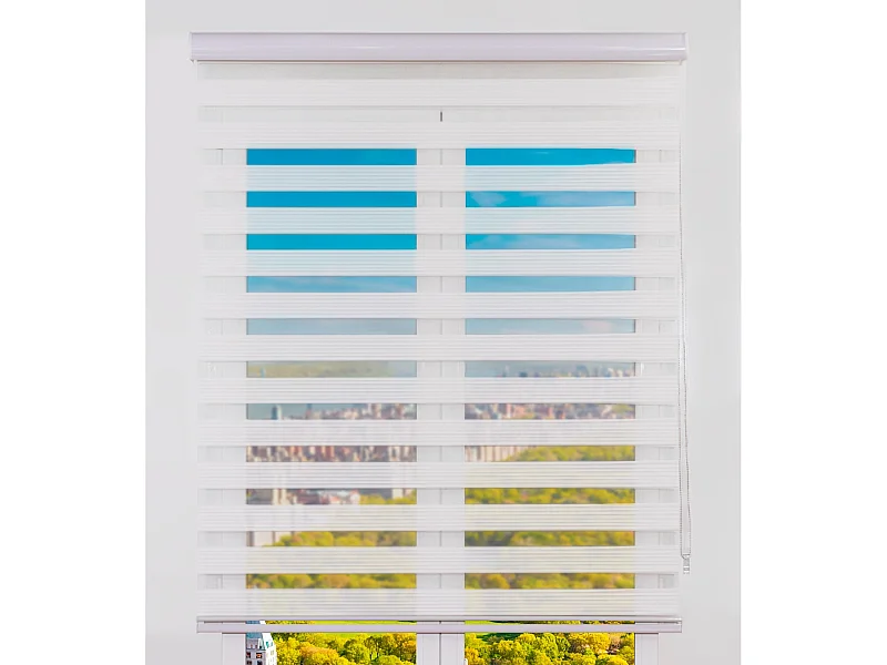 ESTORALIS | Estor Enrollable NOCHE y DIA | 100 x 255 cm (Ancho por Alto) Tamaño de Tela 97 x 250 cm | Modelo SAMWELL Color Blanco