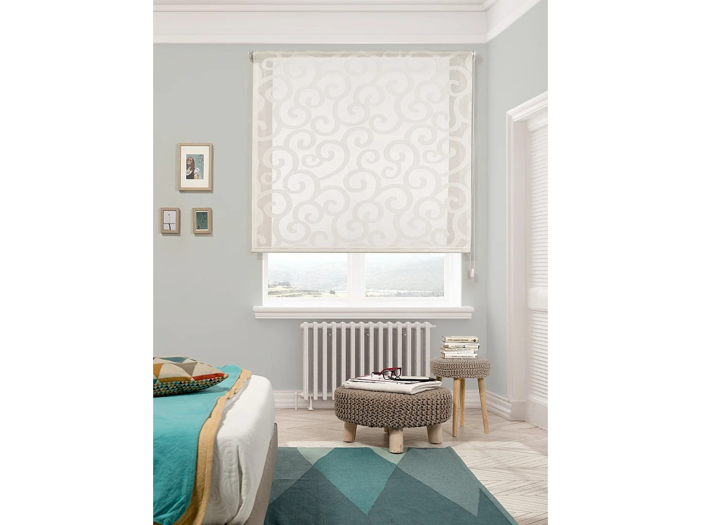 ESTORALIS | Estor Enrollable Translúcido de Visillo | 110 x 255 cm (Ancho por Alto) Tamaño de Tela 107 x 250 cm | Modelo ORNELLA Color Blanco