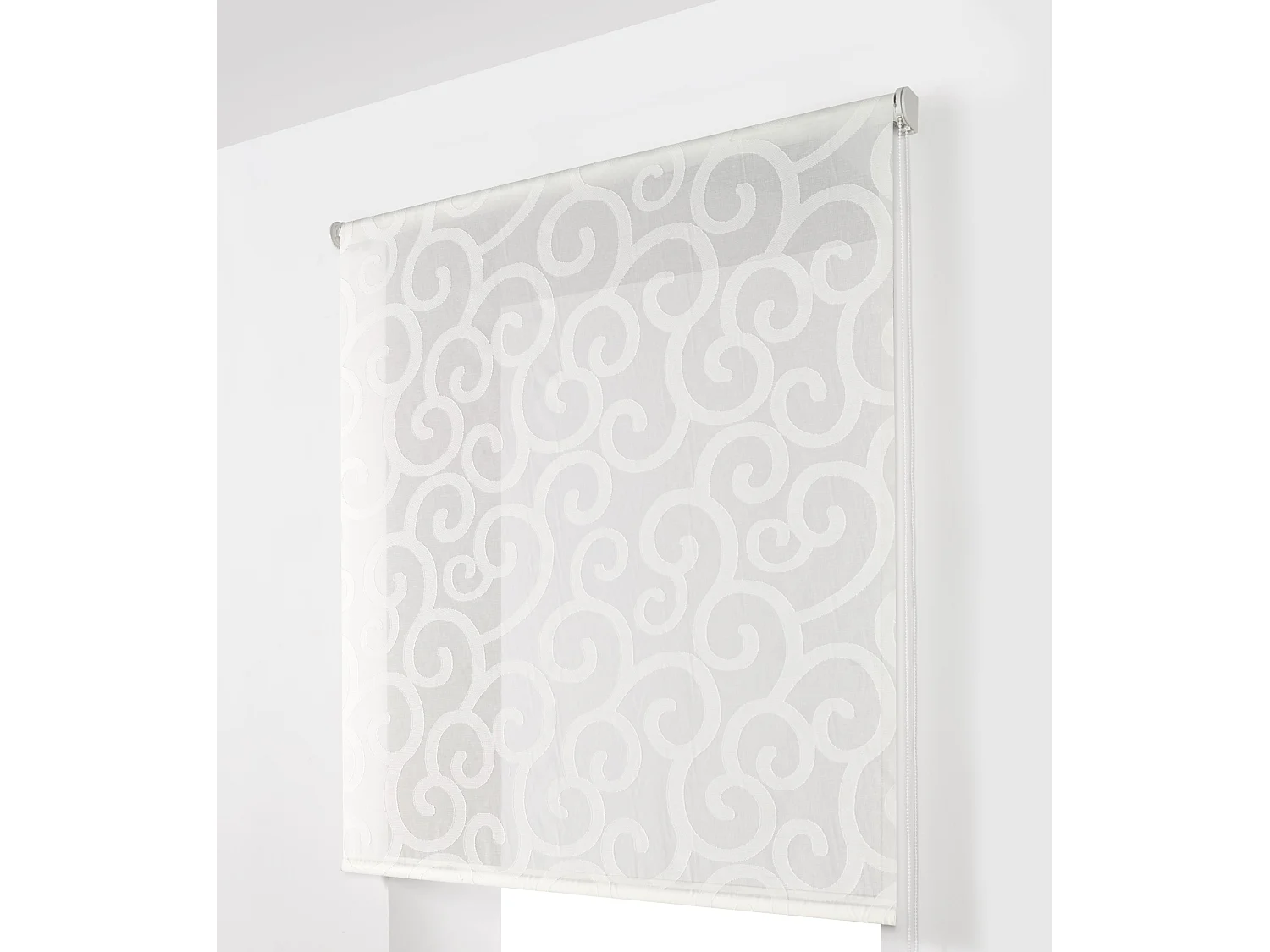 ESTORALIS | Estor Enrollable Translúcido de Visillo | 110 x 255 cm (Ancho por Alto) Tamaño de Tela 107 x 250 cm | Modelo ORNELLA Color Blanco