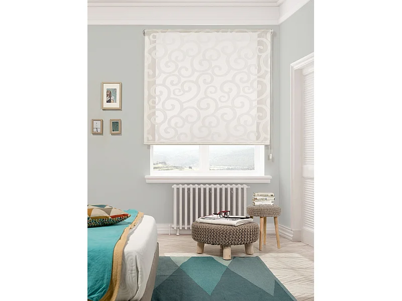 ESTORALIS | Estor Enrollable Translúcido de Visillo | 110 x 255 cm (Ancho por Alto) Tamaño de Tela 107 x 250 cm | Modelo ORNELLA Color Blanco