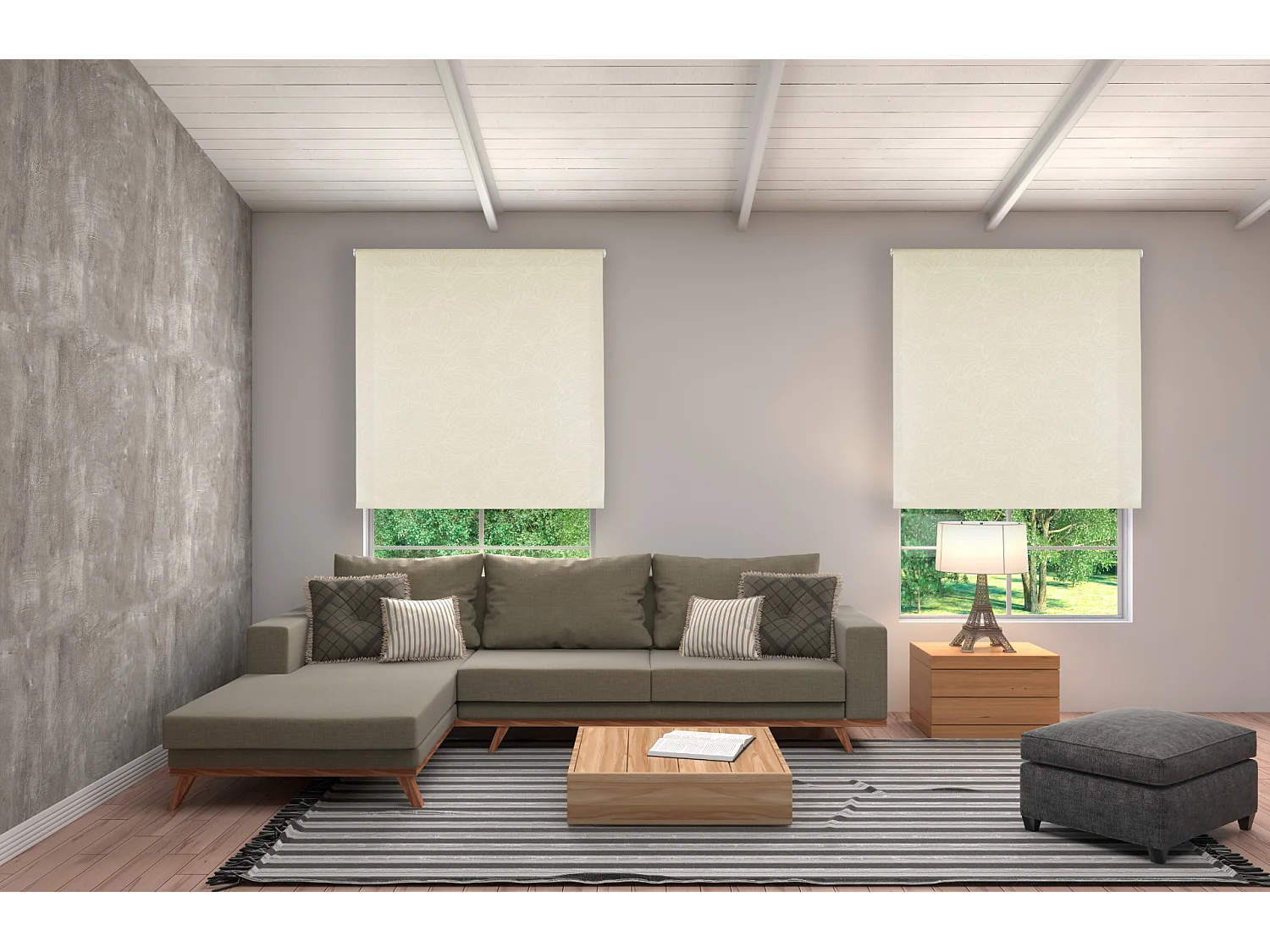 ESTORALIS | Estor Enrollable Translúcido | 150 x 255 cm (Ancho por Alto) Tamaño de Tela 147 x 250 cm | Modelo SELENE Color Marfil