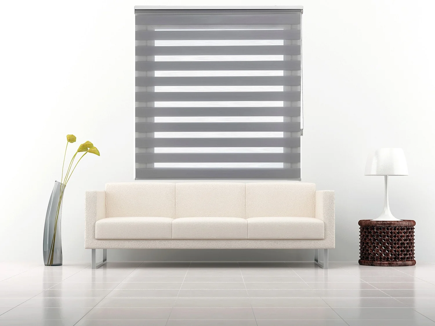 ESTORALIS | Estor Enrollable NOCHE y DIA | 170 x 255 cm (Ancho por Alto) Tamaño de Tela 167 x 250 cm | Modelo SHAE Color Gris