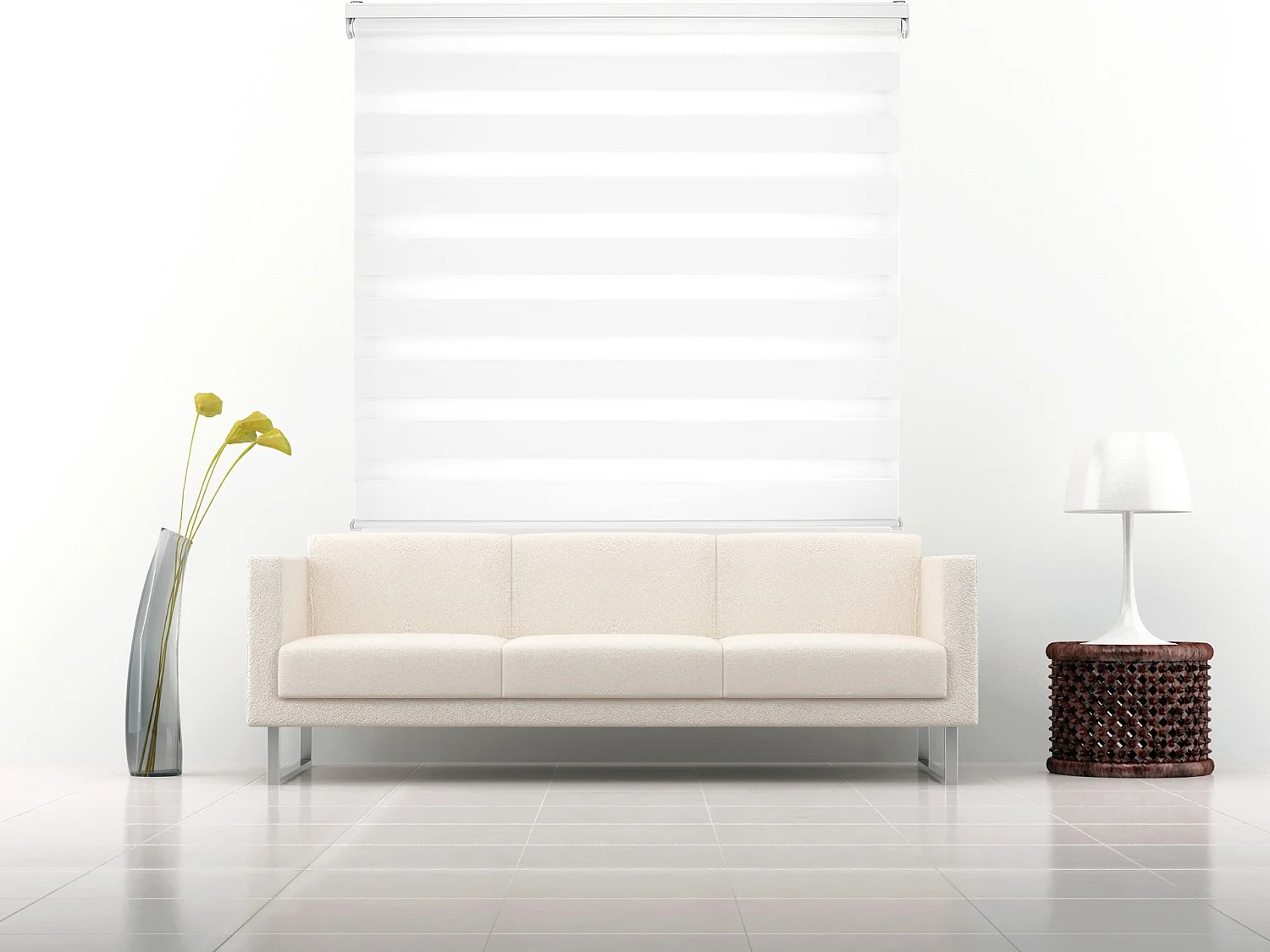 ESTORALIS | Estor Enrollable NOCHE y DIA | 145 x 180 cm (Ancho por Alto) Tamaño de Tela 142 x 175 cm | Modelo SHAE Color Blanco