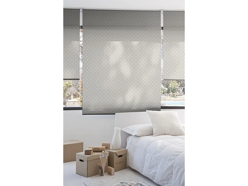 ESTORALIS | Estores Personalizados Easyfix TEXTURAS | 120 x 150 cm (Ancho por Alto) Tamaño de Tela 117 x 150 cm | Modelo Motas-2 Color Beige