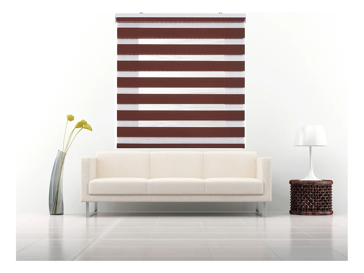 ESTORALIS | Estor Enrollable NOCHE y DIA | 170 x 255 cm (Ancho por Alto) Tamaño de Tela 167 x 250 cm | Modelo SHAE Color Marron