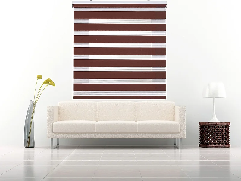 ESTORALIS | Estor Enrollable NOCHE y DIA | 170 x 255 cm (Ancho por Alto) Tamaño de Tela 167 x 250 cm | Modelo SHAE Color Marron