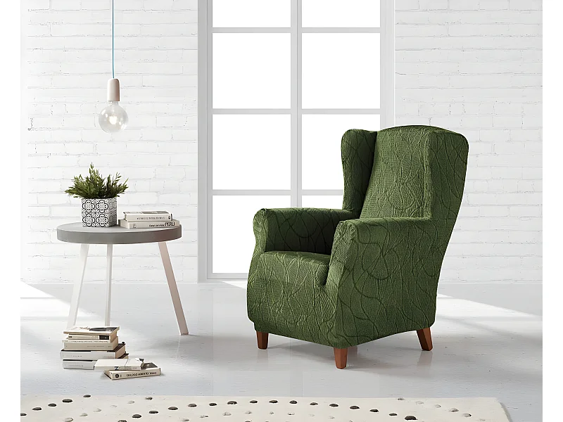 ESTORALIS | Funda Sillon Tejido Elastico Resistente | Para Sillon Orejero | Tamaño ( de 70 a 110 cm. )  | Modelo ALEXIA Color Verde
