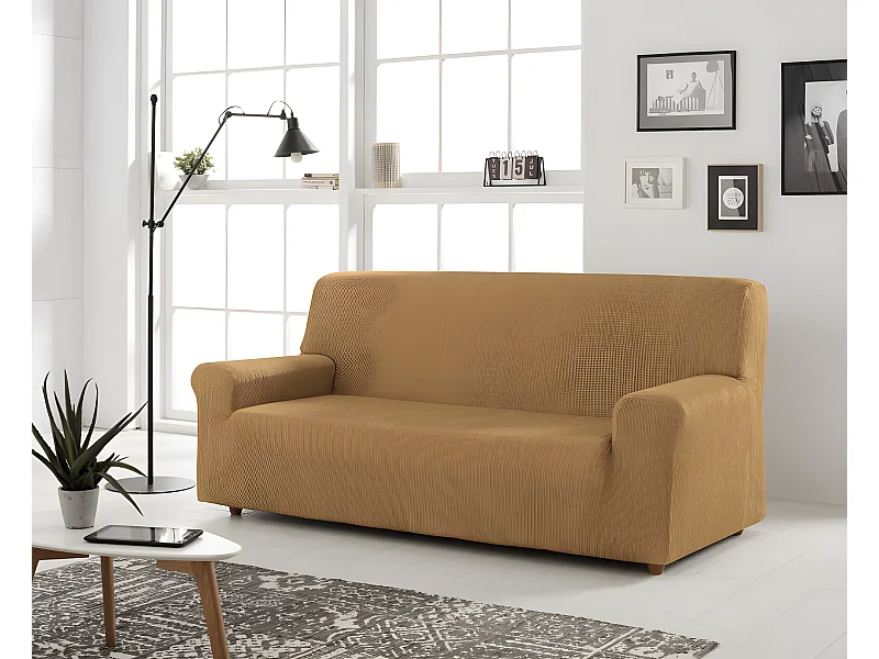 ESTORALIS | Funda de Sofá Tejido Elastico Resistente | Para Sofá 2 Plazas | Tamaño ( de 120 a 170 cm. )  | Modelo BERTA Color Beige