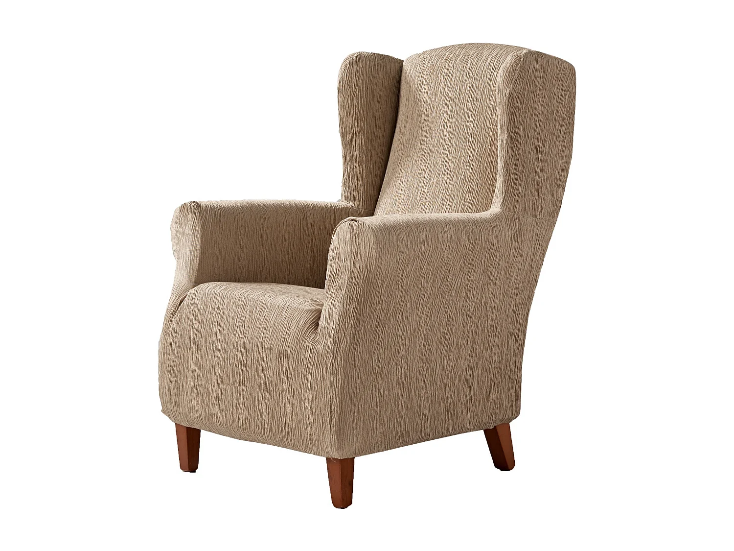 ESTORALIS | Funda Sillon Tejido Elastico Resistente | Para Sillon Orejero | Tamaño ( de 70 a 110 cm. )  | Modelo BETA Color Beige