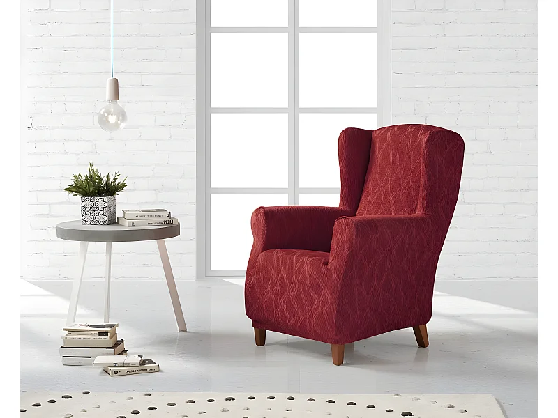 ESTORALIS | Funda Sillon Tejido Elastico Resistente | Para Sillon Orejero | Tamaño ( de 70 a 110 cm. )  | Modelo ALEXIA Color Rojo