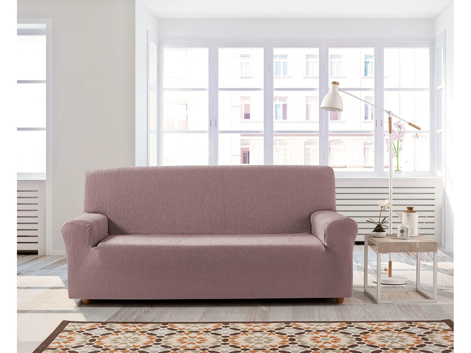 ESTORALIS | Funda de Sofá Tejido Elastico Resistente | Para Sofa Clic Clac 3 Plazas | Tamaño (de 180 a 205 cm.)  | Modelo BETA Color Rosa