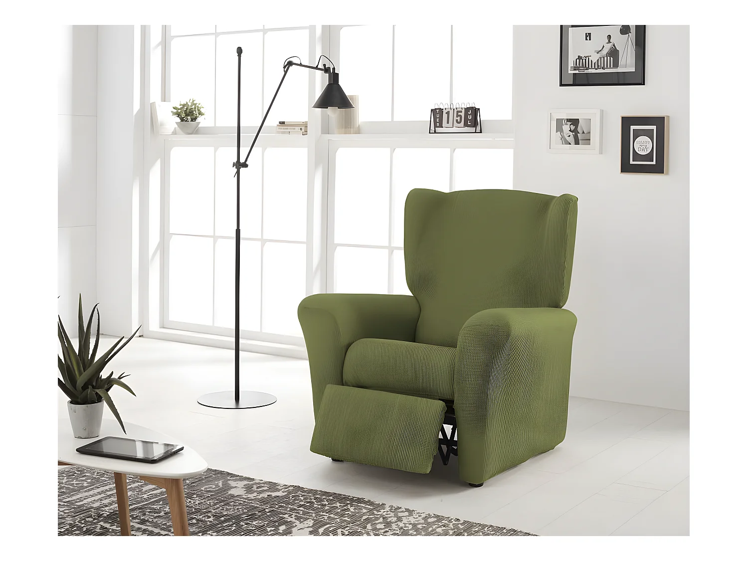 ESTORALIS | Funda Sillon Tejido Elastico Resistente | Para Sillon Relax | Tamaño ( de 70 a 90 cm. )  | Modelo BERTA Color Verde