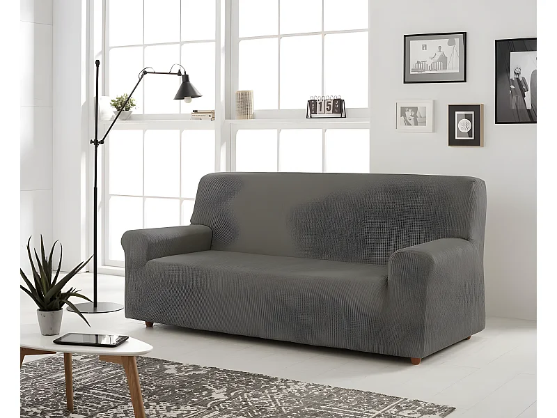 ESTORALIS | Funda de Sofá Tejido Elastico Resistente | Para Sofá 3 Plazas | Tamaño ( de 170 a 220 cm. )  | Modelo BERTA Color Gris