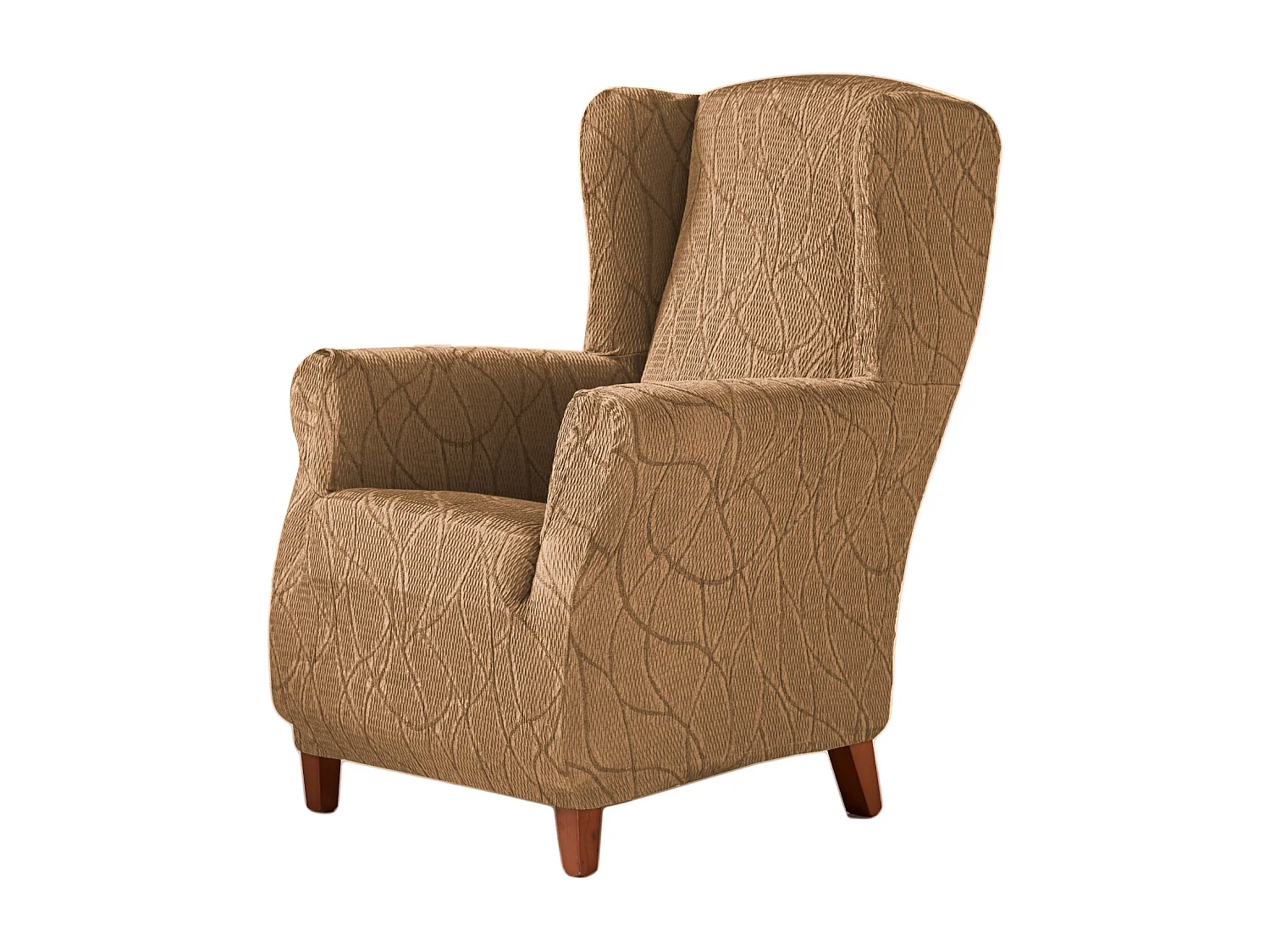 ESTORALIS | Funda Sillon Tejido Elastico Resistente | Para Sillon Orejero | Tamaño ( de 70 a 110 cm. )  | Modelo ALEXIA Color Beige