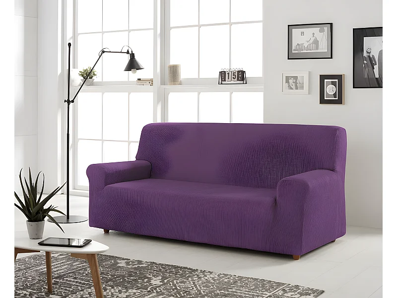 ESTORALIS | Funda de Sofá Tejido Elastico Resistente | Para Sofá 2 Plazas | Tamaño ( de 120 a 170 cm. )  | Modelo BERTA Color Violeta