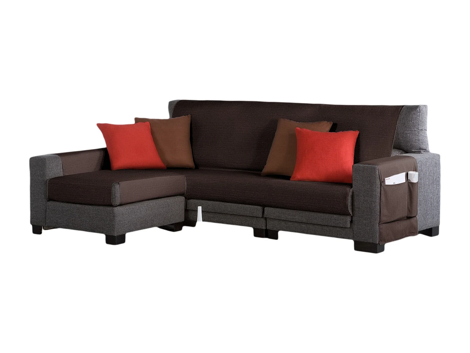 ESTORALIS | Cubre Sofá Tejido Jaquard Resistente | Chaisse Longue 235 cm Brazo Izquierdo | Tela 235 x 255 cm  | Modelo BERET Color Marron