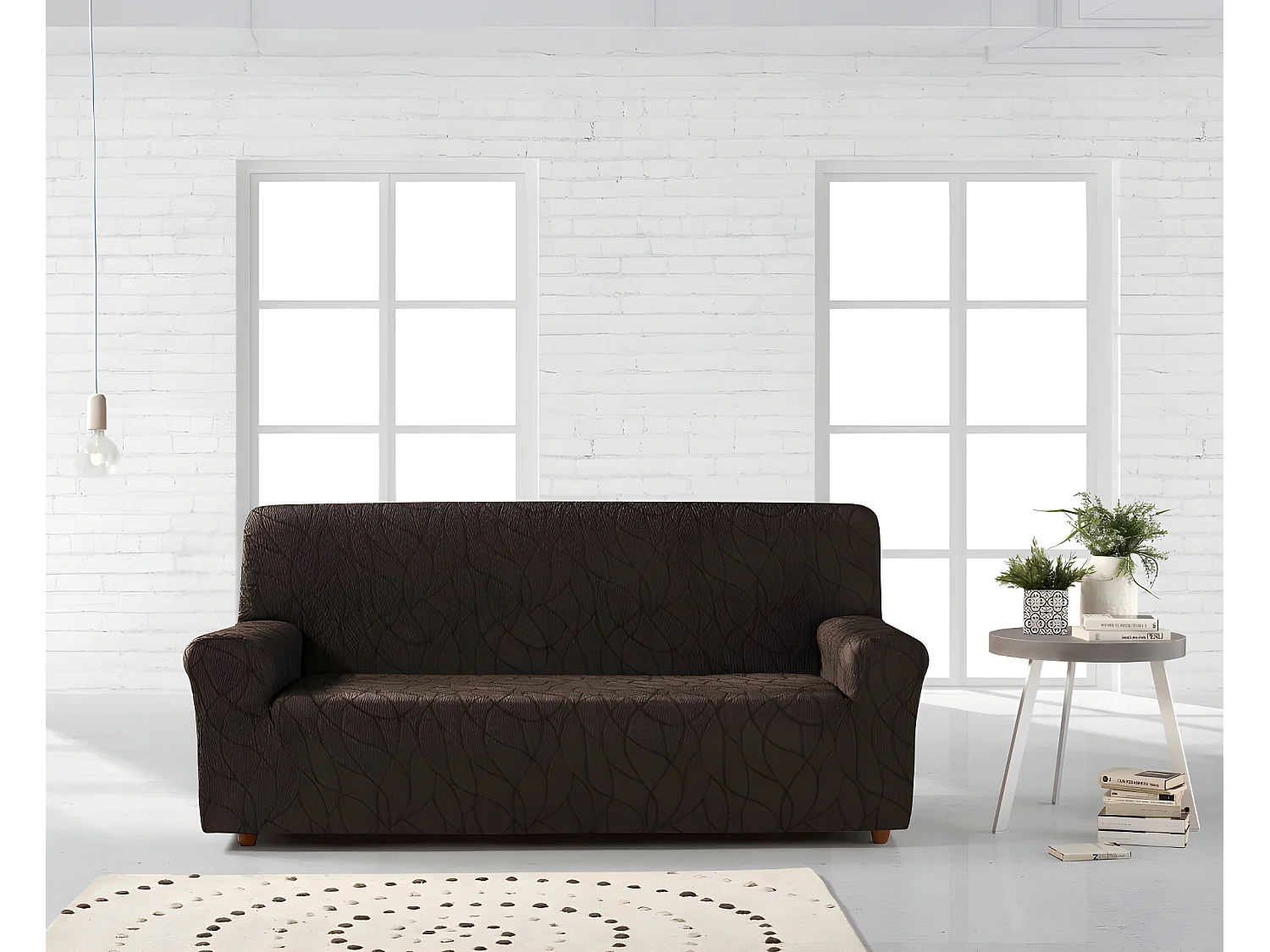 ESTORALIS | Funda de Sofá Tejido Elastico Resistente | Para Sofá 4 Plazas | Tamaño ( de 220 a 260 cm. )  | Modelo ALEXIA Color Marrón