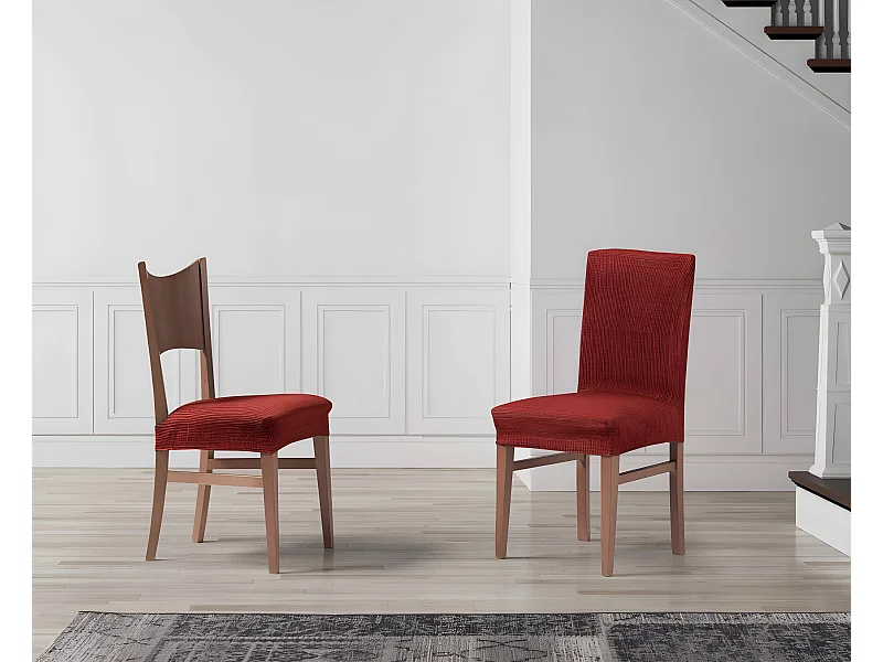 ESTORALIS | Funda de Silla  Tejido Elastico Resistente | Para Silla con Respaldo | Tamaño (45x45 cm.) 50 cm. Alto | Modelo VEGA Color Rojo