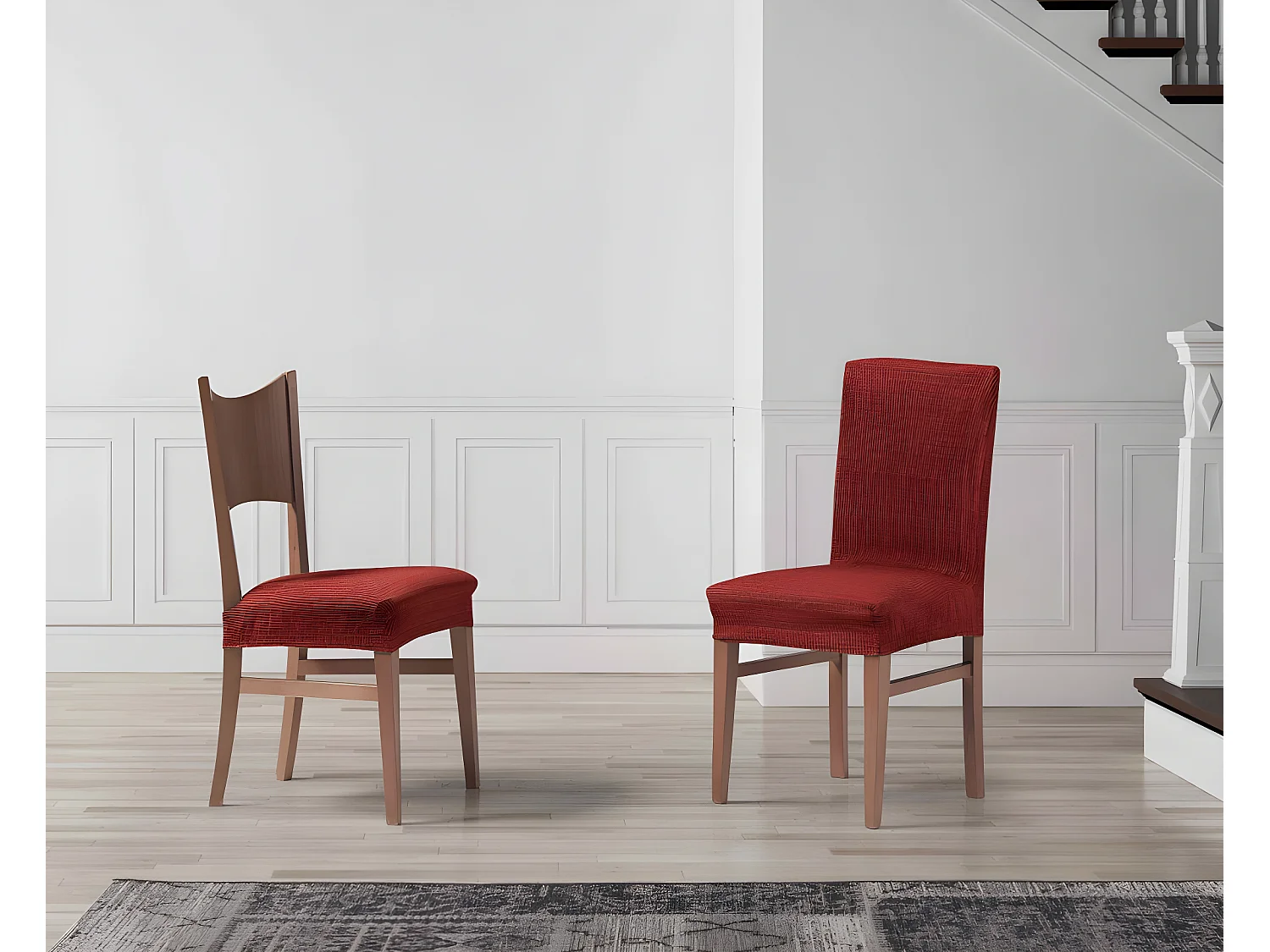 ESTORALIS | Funda de Asiento Tejido Elastico Resistente | Para Asiento de Silla | Tamaño (45x45 cm.)  | Modelo VEGA Color Rojo