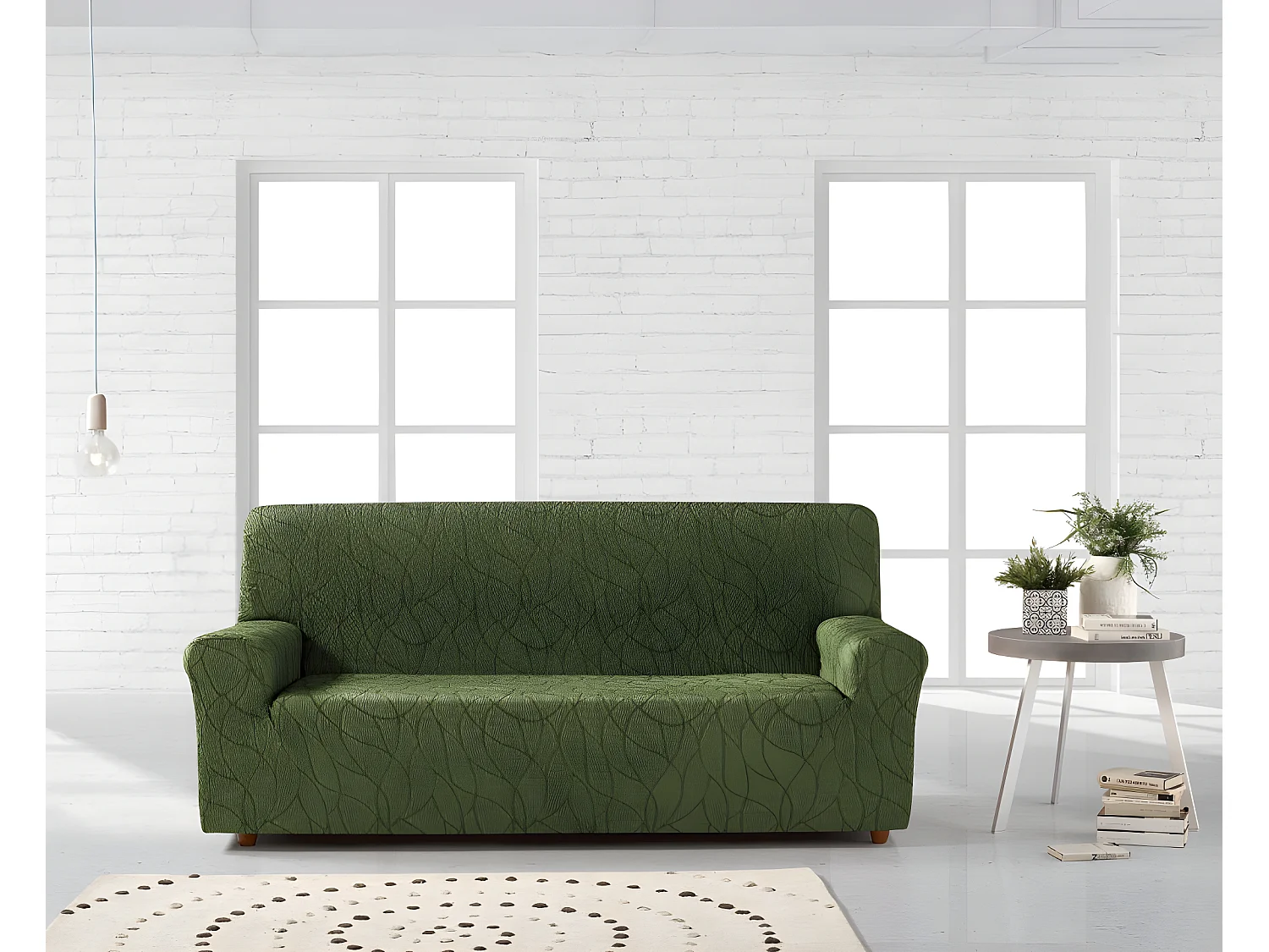 ESTORALIS | Funda de Sofá Tejido Elastico Resistente | Para Sofá 2 Plazas | Tamaño ( de 120 a 170 cm. )  | Modelo ALEXIA Color Verde