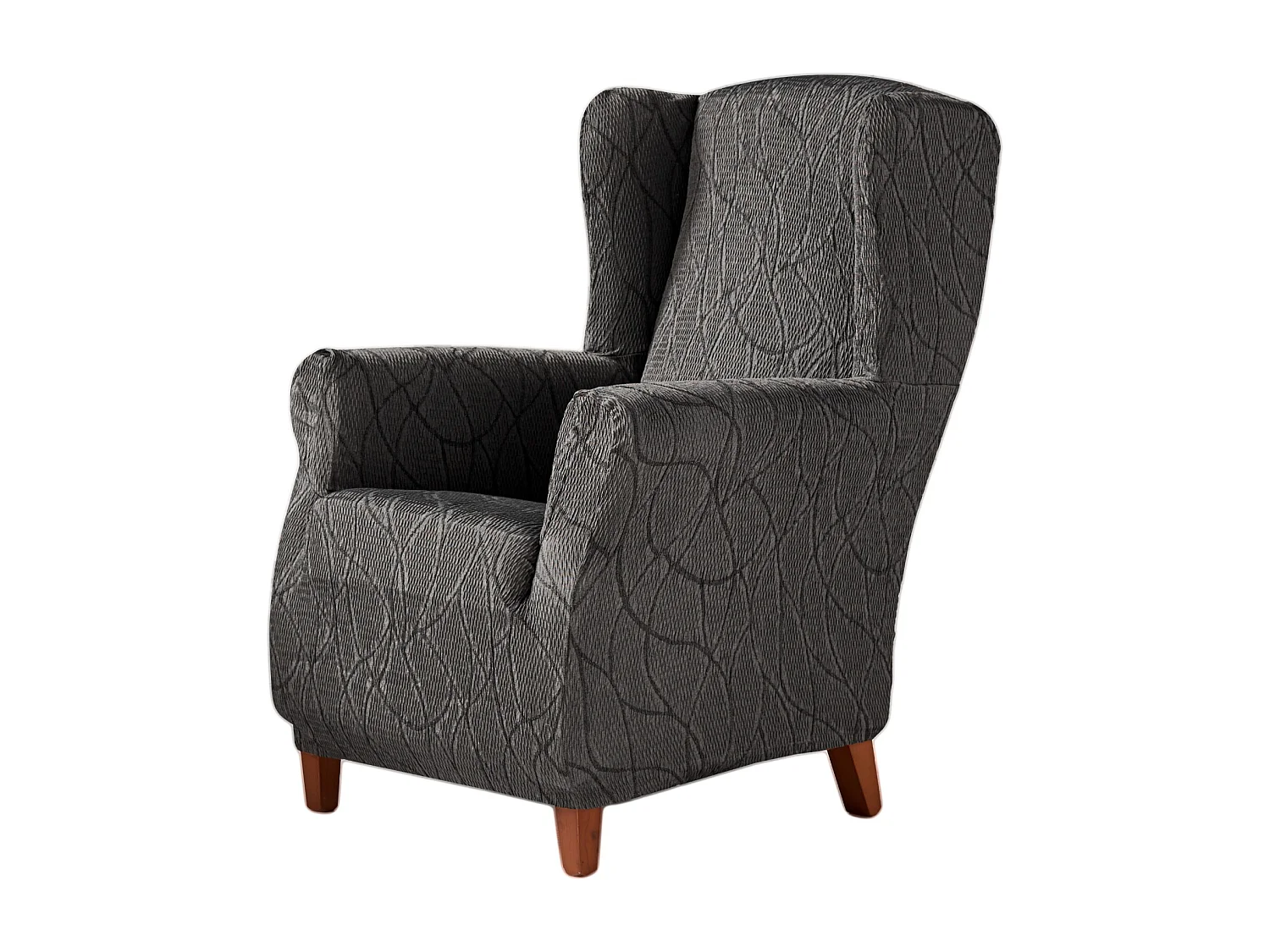 ESTORALIS | Funda Sillon Tejido Elastico Resistente | Para Sillon Orejero | Tamaño ( de 70 a 110 cm. )  | Modelo ALEXIA Color Gris