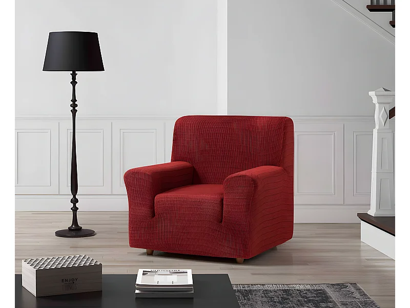 ESTORALIS | Funda de Sofá Tejido Elastico Resistente | Para Sillon 1 Plaza | Tamaño ( de 70 a 110 cm. )  | Modelo VEGA Color Rojo