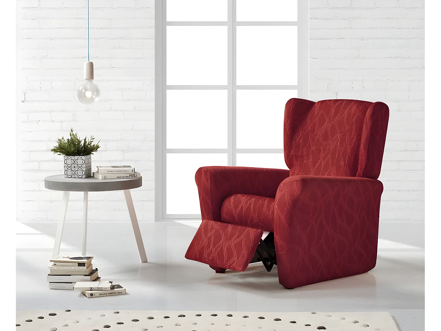 ESTORALIS | Funda Sillon Tejido Elastico Resistente | Para Sillon Relax | Tamaño ( de 70 a 90 cm. )  | Modelo ALEXIA Color Rojo