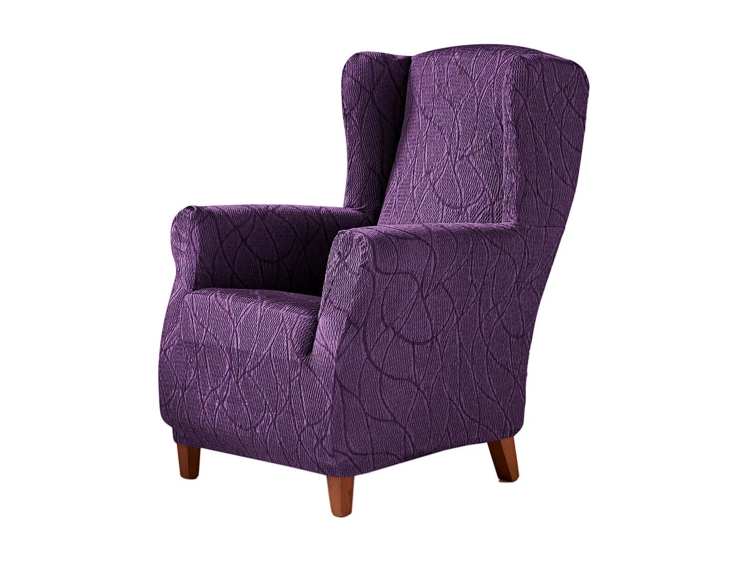 ESTORALIS | Funda Sillon Tejido Elastico Resistente | Para Sillon Orejero | Tamaño ( de 70 a 110 cm. )  | Modelo ALEXIA Color Violeta